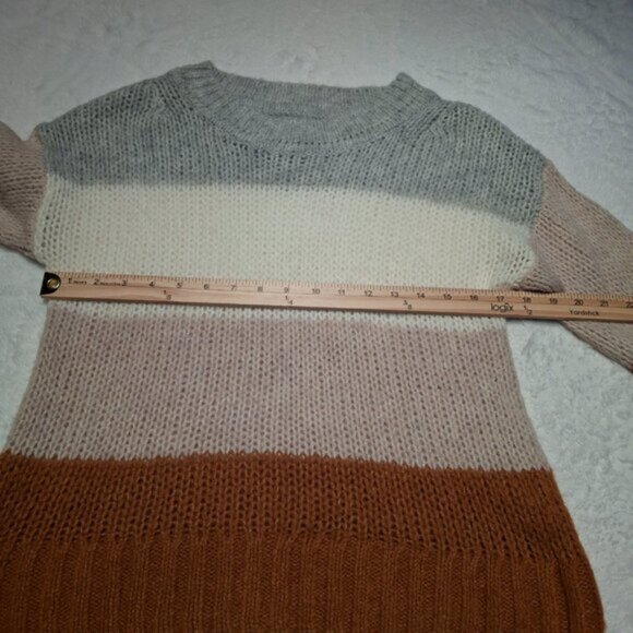 GAP Striped Sweater Sz S Alpaca Wool Colorblock Slouchy Neutral Minimalist - Picture 13 of 14